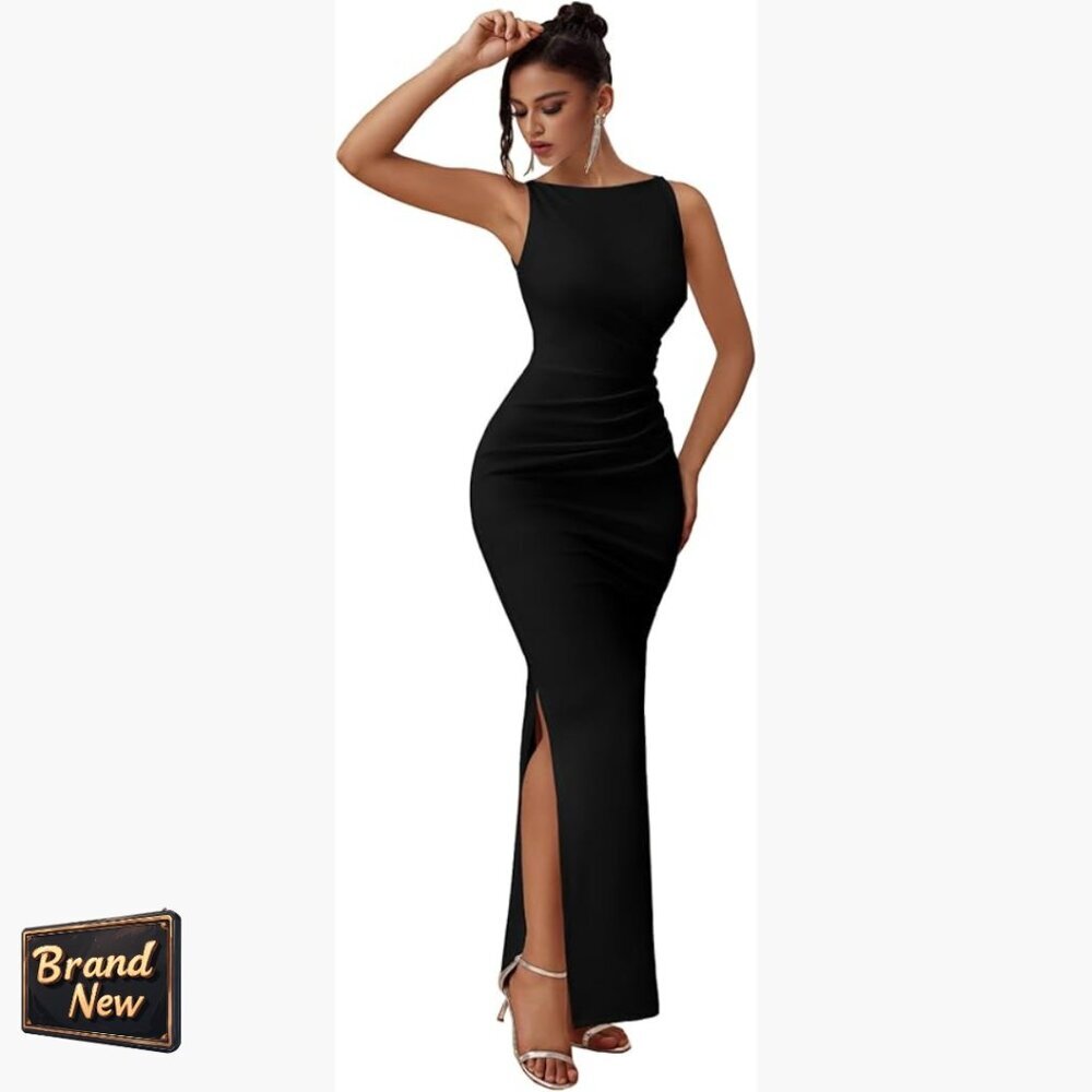 Sleeveless Slim Fit Evening Gown With Split For Formal Events